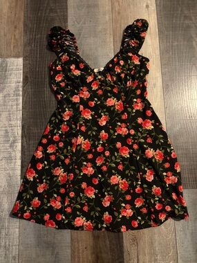 Liberty Love XL Floral Mini Dress Sweetheart Neckline Fit & Flare Skater